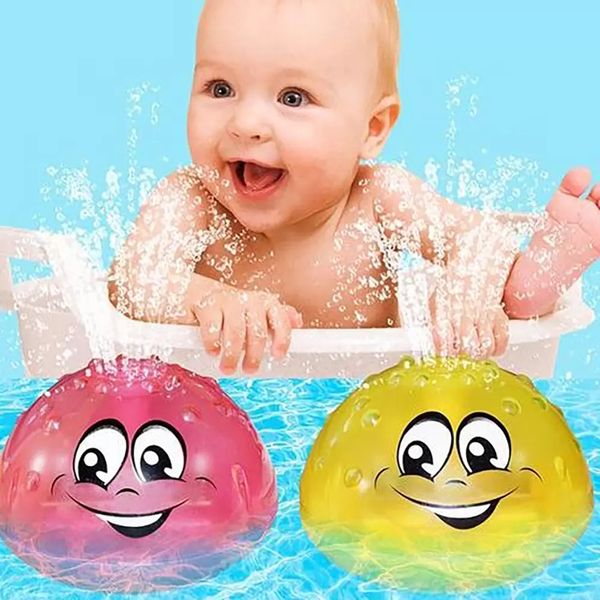 

dhl 2 cute designs led flash bath toy ball induction sprinkler baby shower shower head kids bathroom toys wholesale