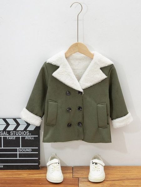 

toddler boys double breasted teddy lined coat she, Blue;gray