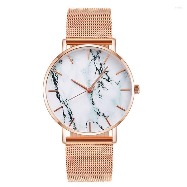 Relógios de pulso 2022 Moda Marble Women Luxury Rose Gold No Logo Quartz Drop Preço Relogio feminino