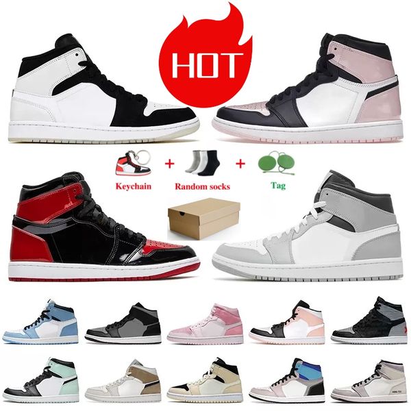 

2022 with socks box jumpman 1 high mid basketball shoes 1s women mens university blue trainers diamond shorts tan suede patent bred atmosphe