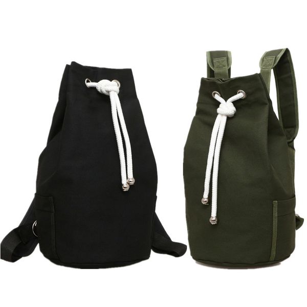 

new canvas drawstring backpack large capacity bucket basket bag sports fitness bag cycling backpacks