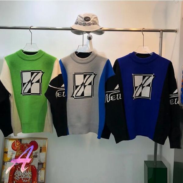 

knitted pullover stitching men and women loose round neck sweaters