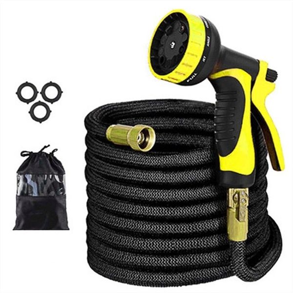 Kit di irrigazione da giardino espandibile Tubo magico Tubo flessibile dell'acqua Set Tubo ad alta pressione Tubi di plastica Irrigazione del prato con pistola a spruzzo T200530