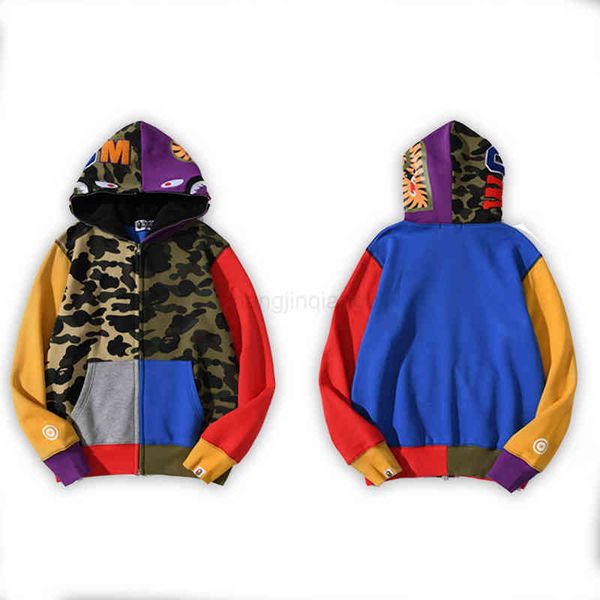 

designer zip up man hoodie europe and america new shark head printed sweater mens womens personalized fashion brands cardigan jacket, Black