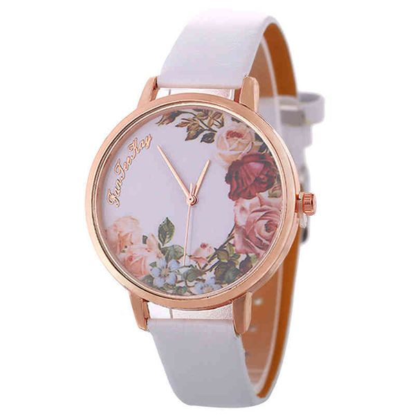 

2019 new rose watch personalized peony trend korean simple belt women's watch, Slivery;golden