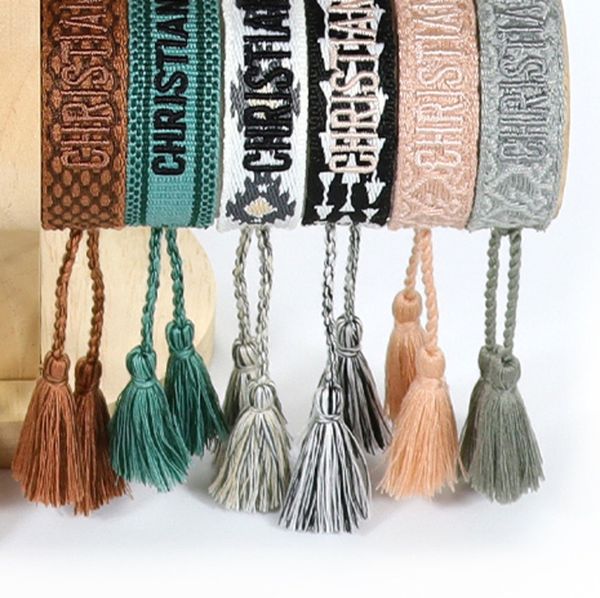 

fashion brand classic bangles jewelry men women handmade cotton signture embroidery luxury bracelets designer woven bangle fabrics bracelet, Black