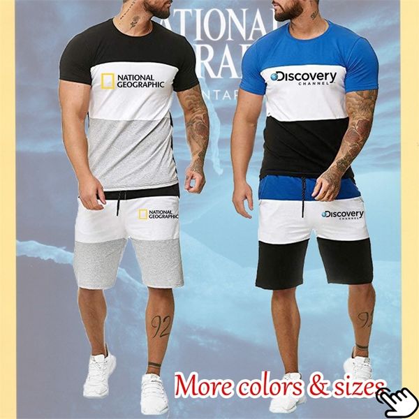 

men s t shirt shorts summer tracksuit sportswear short set fitness suit breathable causal brand clothing 220630, White;black