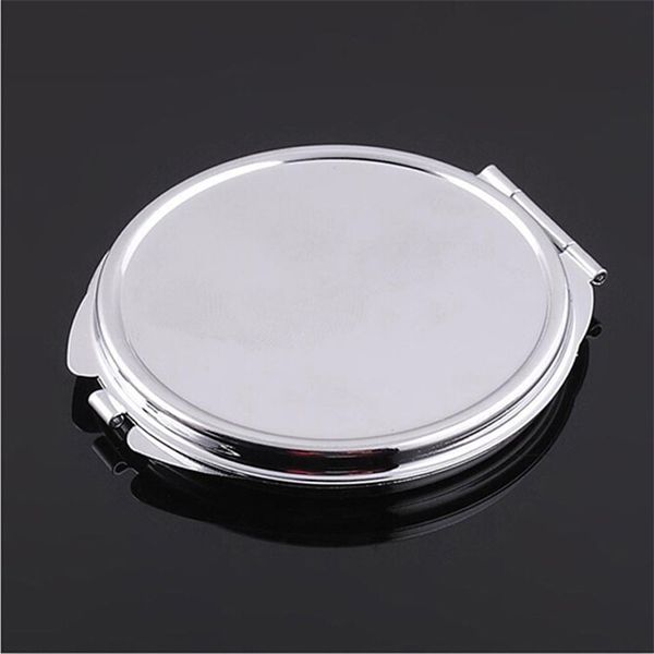 10pcs Silver Blank Compact Mirror Round Metal Makeup espelho Promocional Presente para Natal T200114