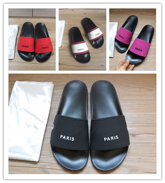 

2022 fashion slide sandals slippers for men women with original box designer beach flip flops slipper, Black