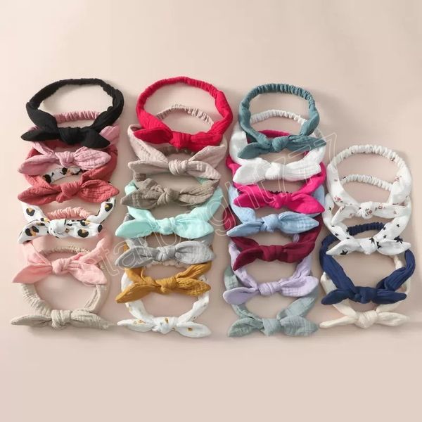 

infant baby cotton hairband bunny ear knot elastic headwrap kids bowknot headbands children hairbands hair accessory, Slivery;white