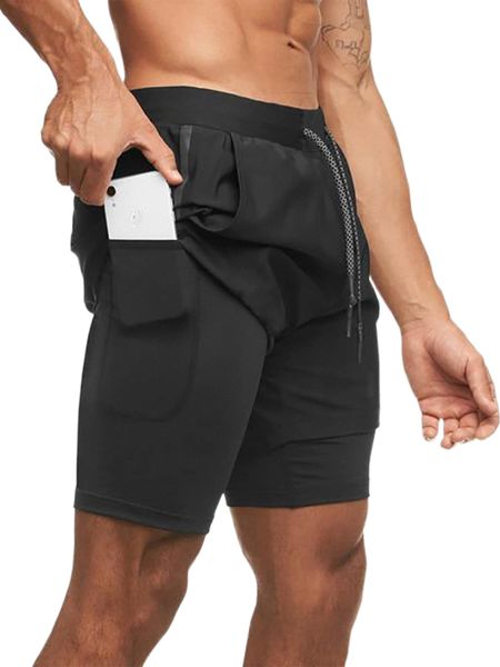 

men 2 in 1 sports shorts with phone pocket & towel loop q3nt#, White;black