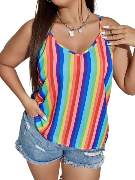 

plus rainbow striped cami r4zu#, Black