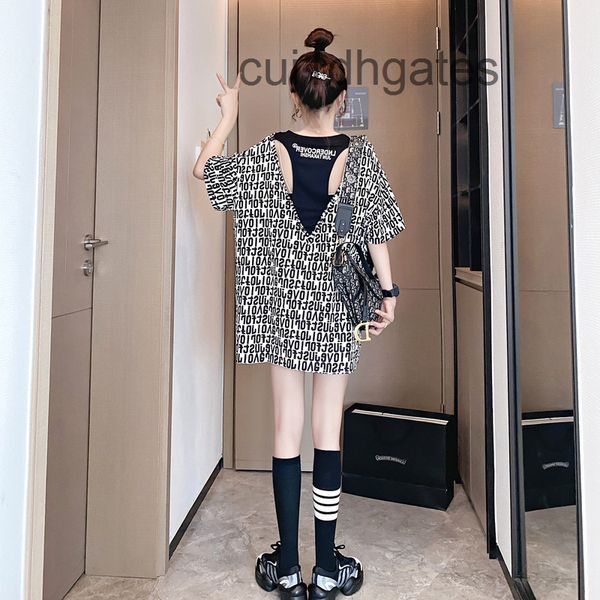 

2022 designer di or t shirt and tees dress korean spring back dress with long sleeves 2022, Black;gray