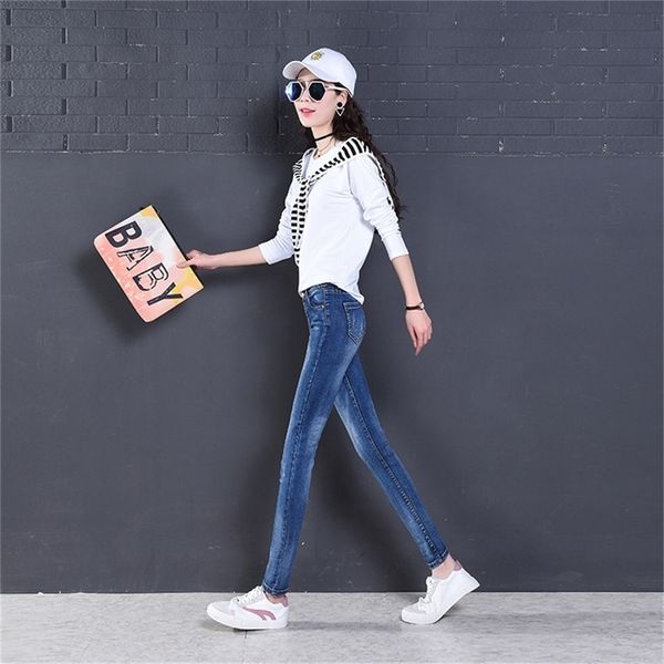 

new casual jeans women s stretch slim fit wild jeans lj200811, Blue