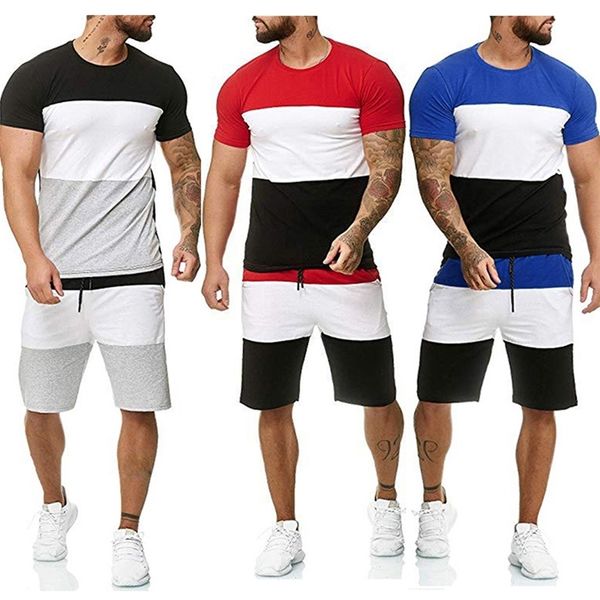 

summer sport fitness homewear men's shorts sleeve t-shirt pant 2 pieces pant sets daily clothing male suits for men tracksuit 220601, Gray