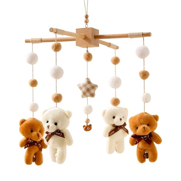 Baby Animal Bed Колокол гремет мобильные игрушки мягкие плюшевые шарики милый медведь музыкальная коробка рожденных детей аксессуары рождение подарки 220428