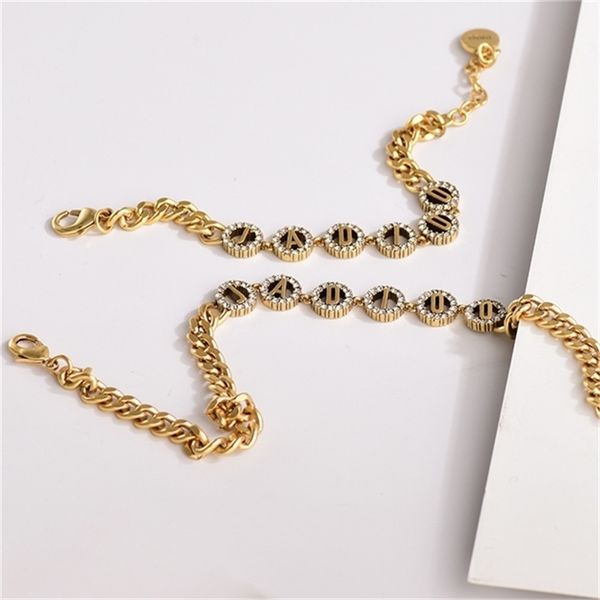 

2022 20% off designer jewelry d new diamond inlaid letter necklace net red high version temperament women's bracelet, Black