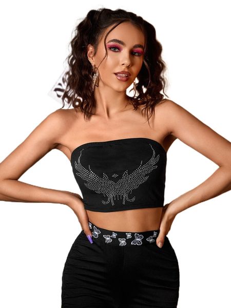 

rhinestone painting crop tube o4cg#, White