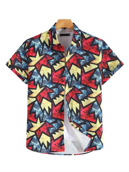 

men random geo print shirt without tee i4qp#, White;black