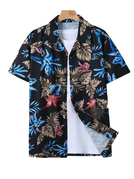 

men random tropical print shirt without tee v7ss#, White;black