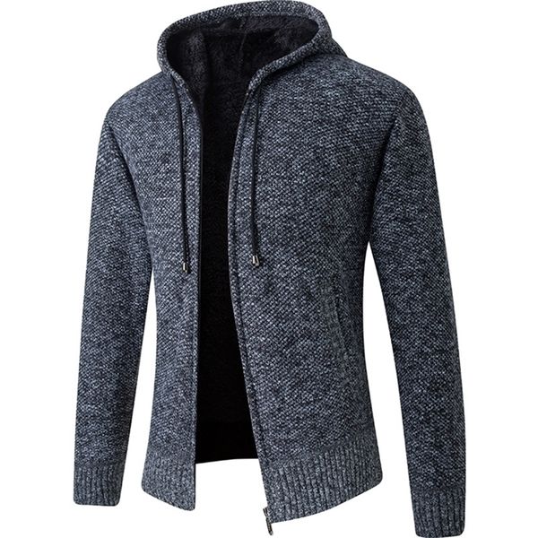 

cardigan mens hooded collar fleece warm sweaters coat men coat hoodies jacket thick full solid cardigan male coats 201202, White;black