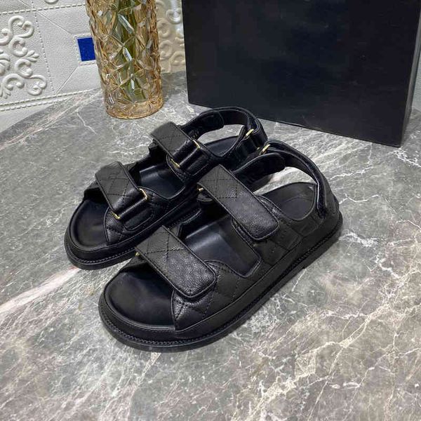 

sandals summer style small fragrance sandals women's leather lingge flat sole sports casual fashion roman shoes, Black