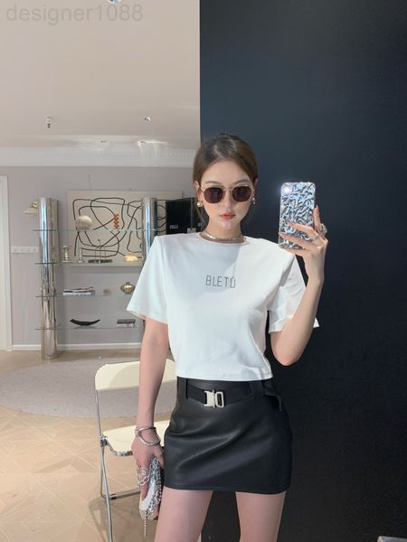 

women's t-shirt designer 22 spring and summer new minority fashion simple black-and-white two-color letter shoulder pad t-shirt print s
