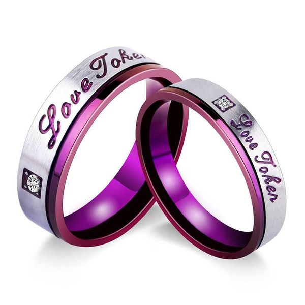 Coppia di anelli in acciaio al titanio alla moda Anello promessa per lui e per lei Alleanze di matrimonio Anello d'amore Lord Wedding for Lover