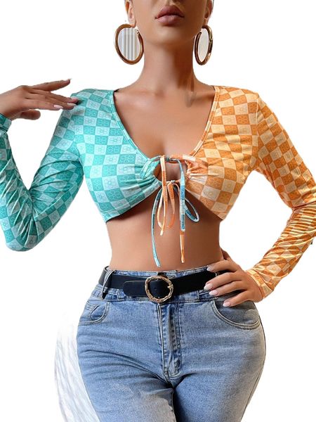 

sxy checkerboard knot front crop j62j#, White