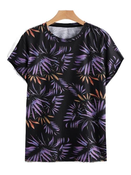 

men tropical print short sleeve tee d5qd#, White;black