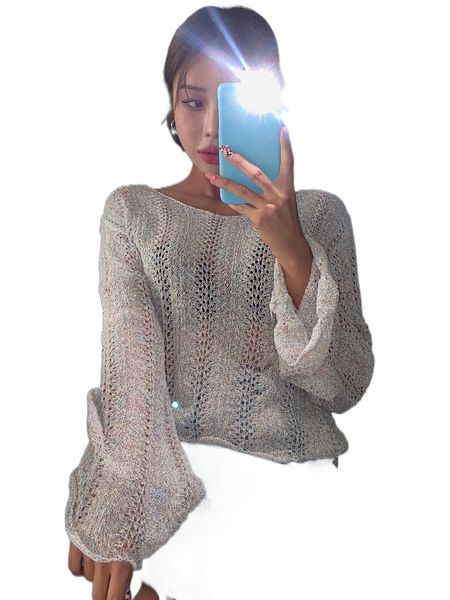 

dazy scallop trim pointelle knit sweater without bra 61zi#, White;black