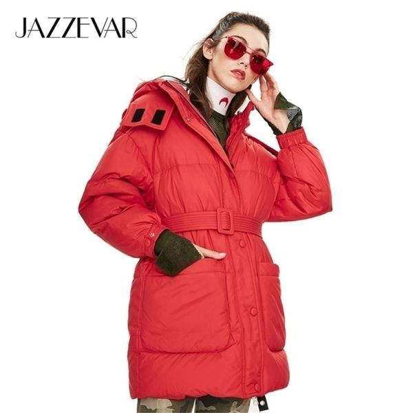 

jazzevar arrival jacket red color with belt fashion style winter short down coat for women k9043 y201026, Black