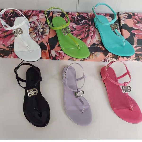 

ladies flat sandals luxury designers design women fashion ssandals leather with box, Black