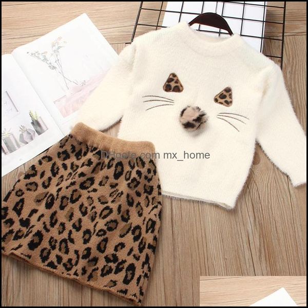 Roupas conjuntos de garotas garotas roupas de inverno Otter leopard sweater conjunto de roupas casuais menina mxhome dhwoj