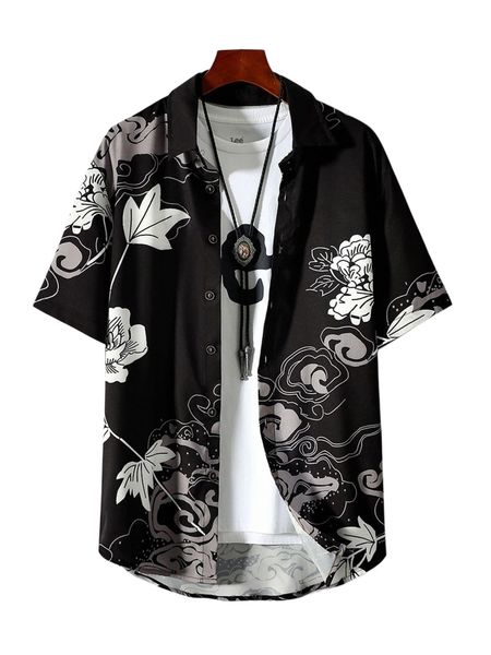 

men random floral print shirt without tee s1we#, White;black