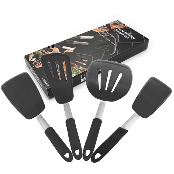 Lmmetjma 4 pcs / set Silicone Turner Spatula Set Resistente ao calor Resistente Turner Spatula Ovo Panqueca Flipper Cooking Utensil Set 20116