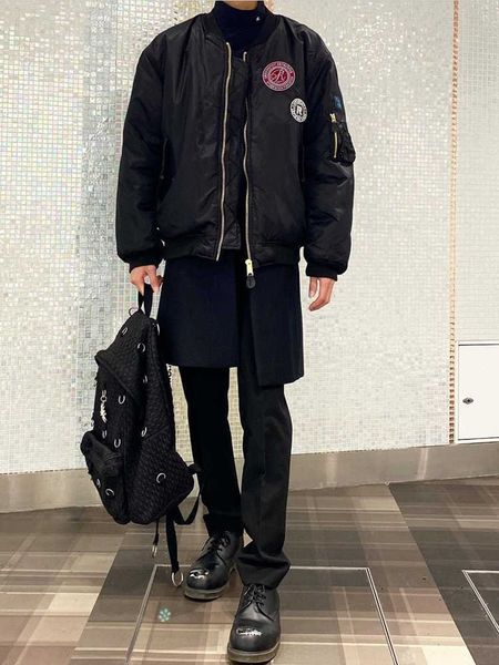 

[spot]raf20fw simons wool two piece set os loose flight jacket cotton jacket bomber jacket, Black