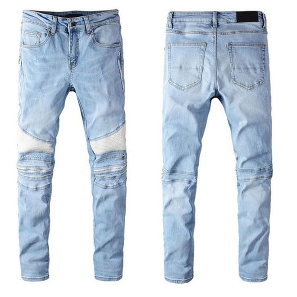 

2022 new represent clothing pants slp blue/black destroyed mens slim denim straight biker skinny jeans men ripped jeans size 29-42