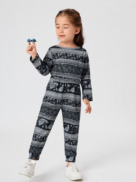 

toddler girls paisley print keyhole back jumpsuit she, Blue