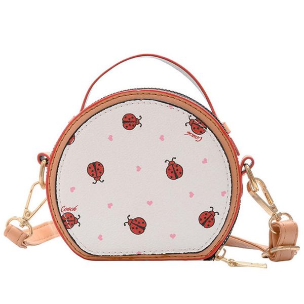 

fashion designer letters single shoulder girls handbags cartoon pattern fruit printed messenger bag pu leather children crossbody 254g, Black