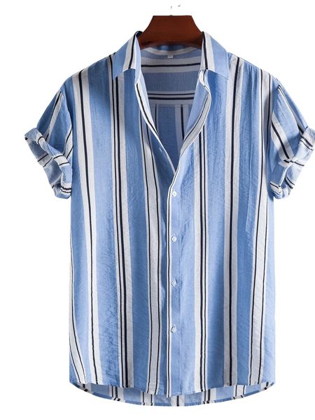 

extended sizes men random vertical striped shirt a07p#, White;black