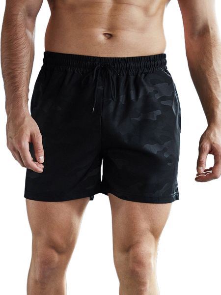 

men camo jacquard drawstring waist sports shorts z3i4#, White;black