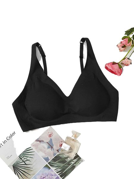 

plus solid bralette j3h5#, Black;white