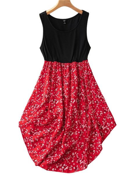 

plus ditsy floral scoop neck dress u5uu#, Black