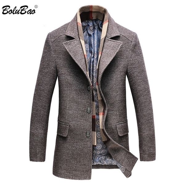 Bolubao Men Men Winter Wool Coat Men S Turn Down Collar Colar Soll Warl Lool Misturas de lã Papa de ervilha masculino TrenchAt sobretudo LJ201110