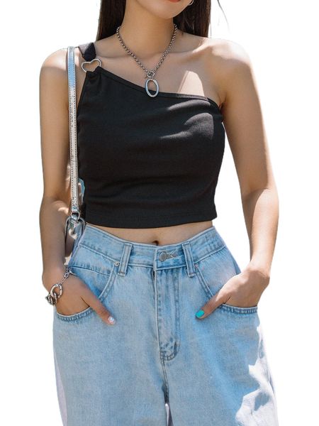 

dazy heart ring one shoulder crop k5jr#, White