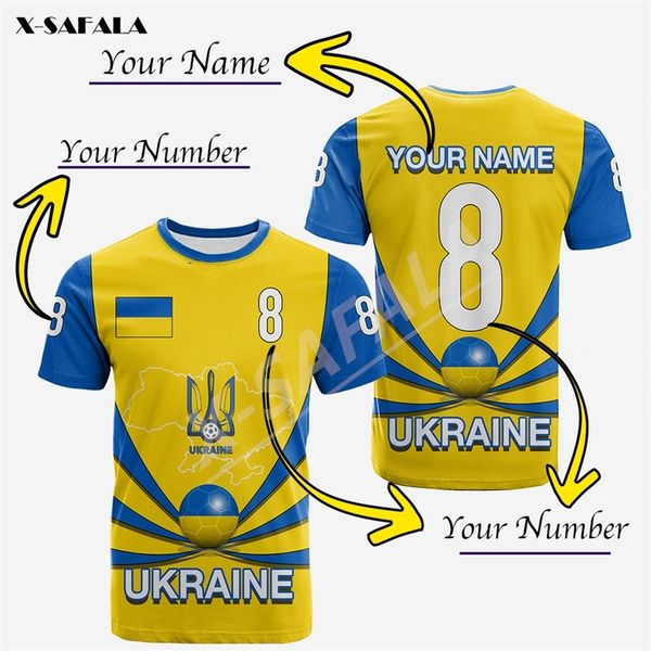 

ukraine football custom number 3d print summer slim t-shirt tee men short sleeve casual milk fiber round neck breathable 220619, White;black