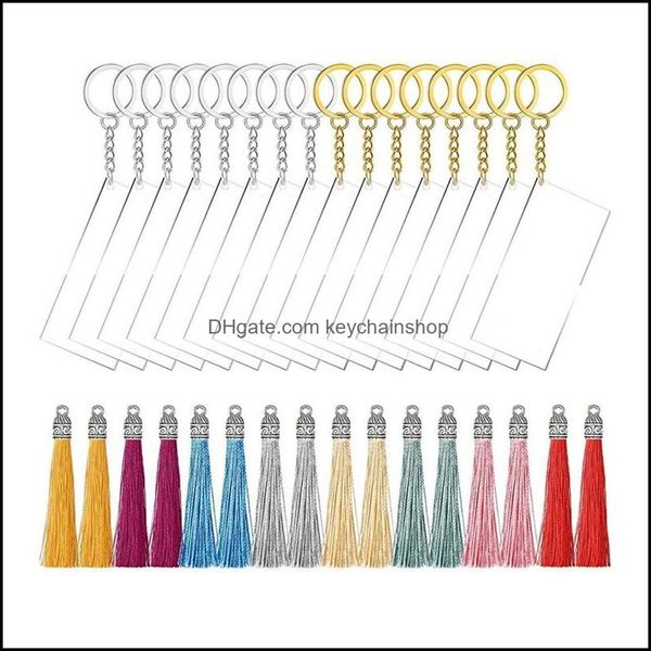 

keychains fashion accessories 64 pieces acrylic keychain blanks song key chain rec tassels set for diy projects and crafts236g drop delivery, Silver