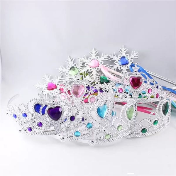 Flocon de neige ruban baguettes couronne ensembles enfants en plastique magique fée autocollants Cosplay bandeau accessoires fête décoration noël fournitures