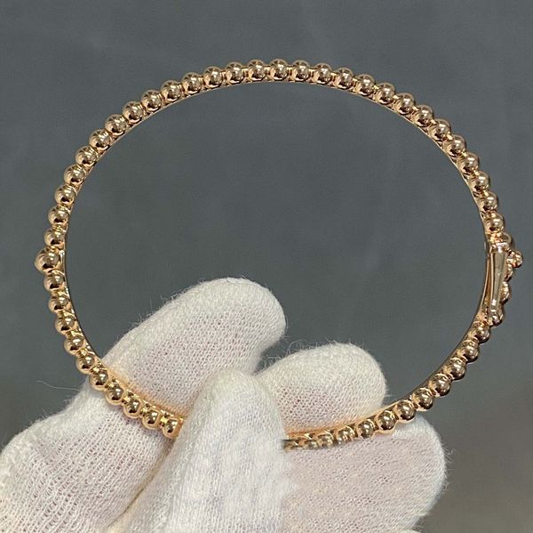 

v gold material charm punk band bangle bracelet in 18k rose plated beads design for women wedding jewelry gift have box stamp ps4946, Golden;silver